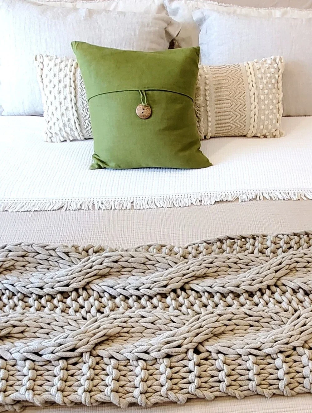 Pottery Barn Avocado Linen Feather Down Accent Pillow, 18